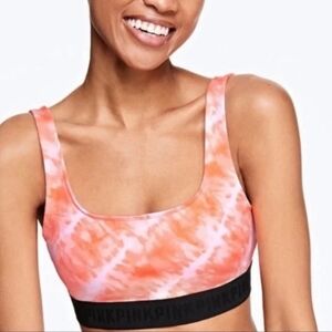 PINK Victoria's Secret Ultimate Orange Tie-Dye Sports Bra Removable Padding L